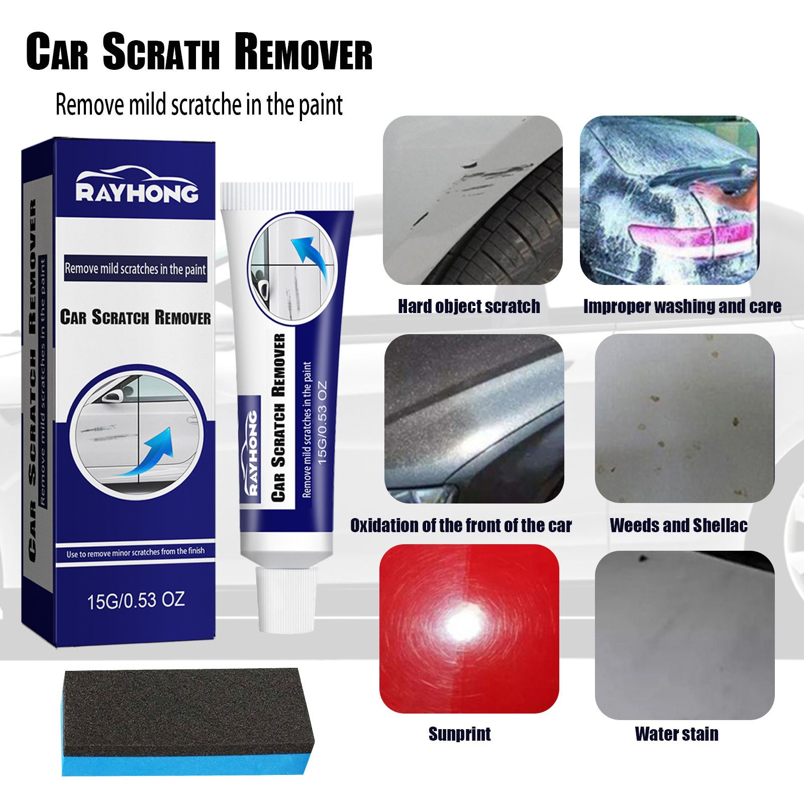 GAR SLIGHT SCRATH REMOVER,Car Wax Repair Supplies, Car Scratch Eliminator, From Scratch Elimination to Glazing, Glass Coating Agent, Car Body Repair Tool,Auto Surface Repair Agent, Car Care