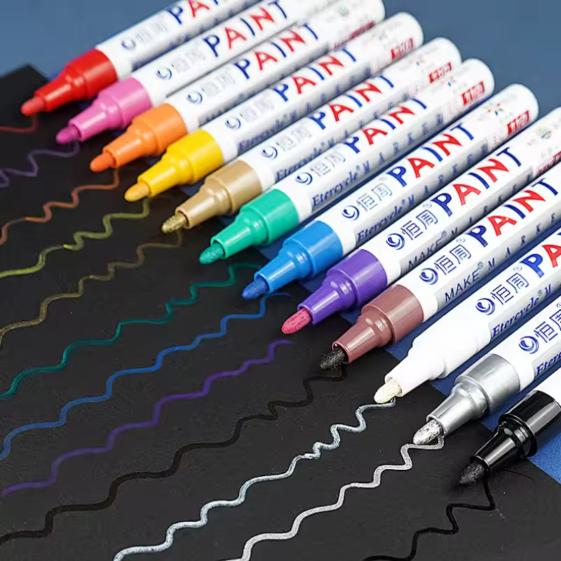 1Pc Metallic Color Permanent Paint Marker Non-fading Waterproof Writing Drawing Pen for Cermet Plastic Cloth Rubber Tire Repaint
