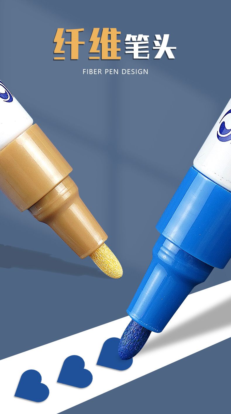 1Pc Metallic Color Permanent Paint Marker Non-fading Waterproof Writing Drawing Pen for Cermet Plastic Cloth Rubber Tire Repaint
