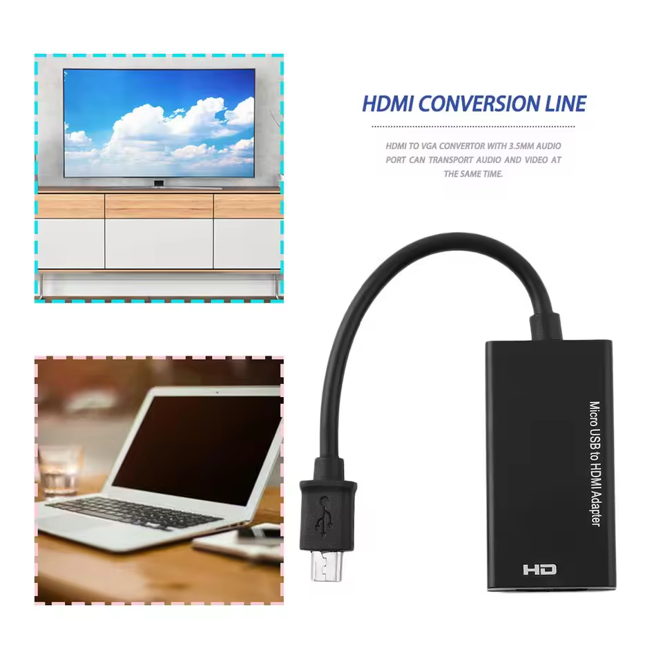 USB Micro to HDMI TV Out HDTV MHL Adapter Cable Display Port Micro USB To HDMI-compatible Adapter Cable Converter Portable Light Weight Easy to Use For Smart Phone TV projector