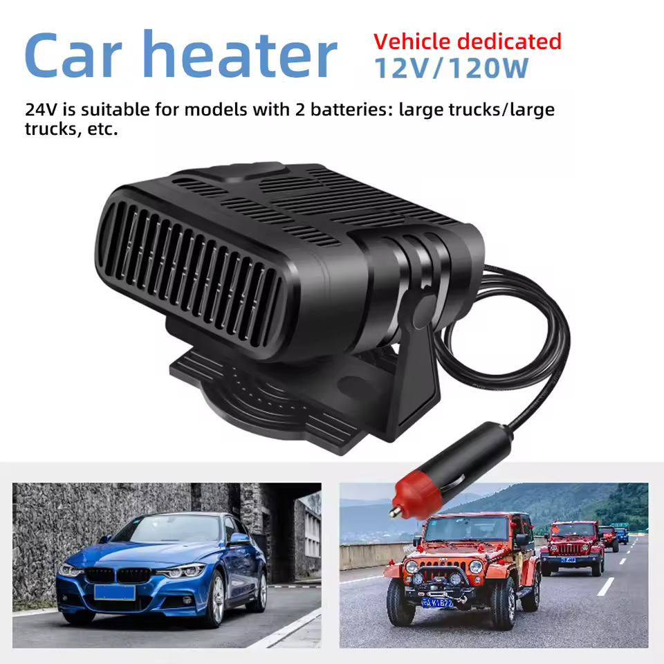 12V Portable Car Heater Electric Cooling Heating Fan 4 IN 1 Electric Dryer Windshield Defogging Demister Defroster 120W/