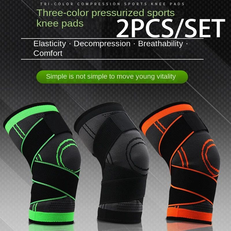 2pcs Adjustable Compression Breathable Basketball Knee Wraps Athletic Knee Sleeve Elastic Knee Support Brace Protector running cycling bandage knee support