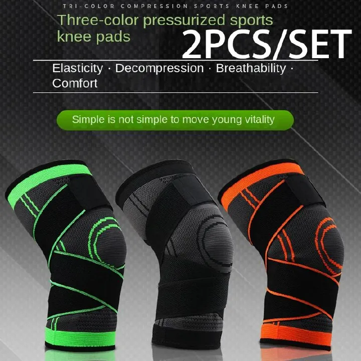 2pcs Adjustable Compression Breathable Basketball Knee Wraps Athletic Knee Sleeve Elastic Knee Support Brace Protector running cycling bandage knee support