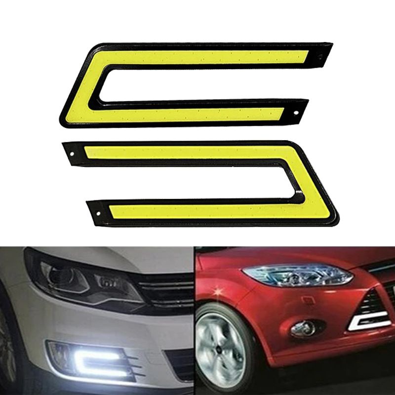 1pair Car Styling COB LED DRL Daytime Running Light Auto DC 12V Bright LED DRL External Light for Car Driving Fog Lamp