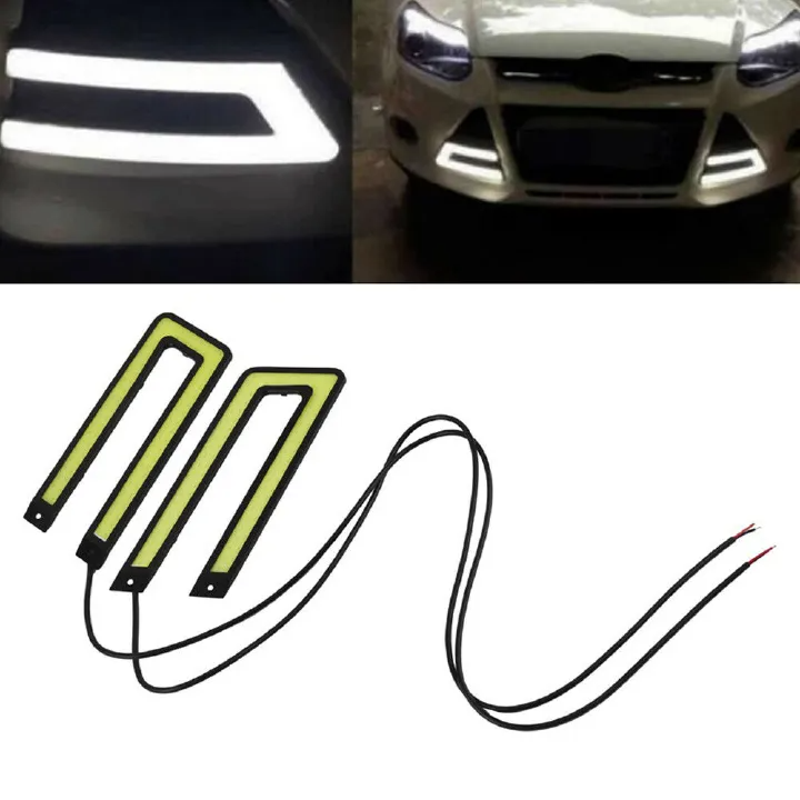 1pair Car Styling COB LED DRL Daytime Running Light Auto DC 12V Bright LED DRL External Light for Car Driving Fog Lamp