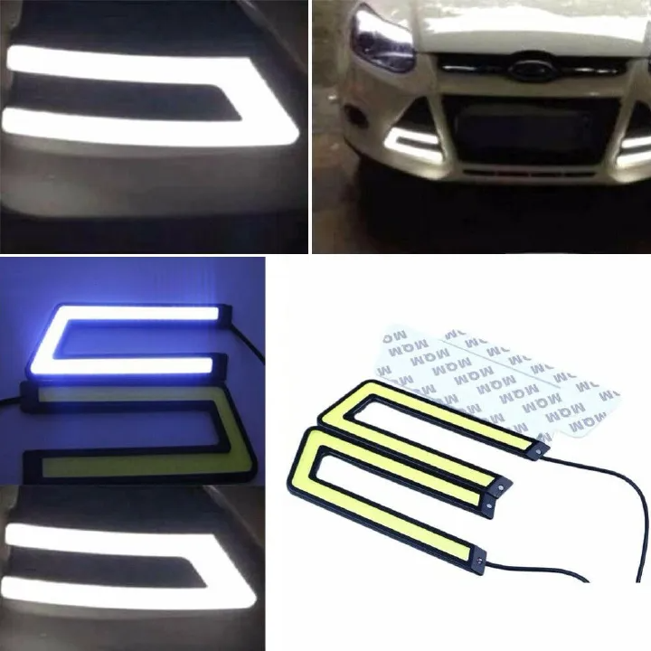 1pair Car Styling COB LED DRL Daytime Running Light Auto DC 12V Bright LED DRL External Light for Car Driving Fog Lamp