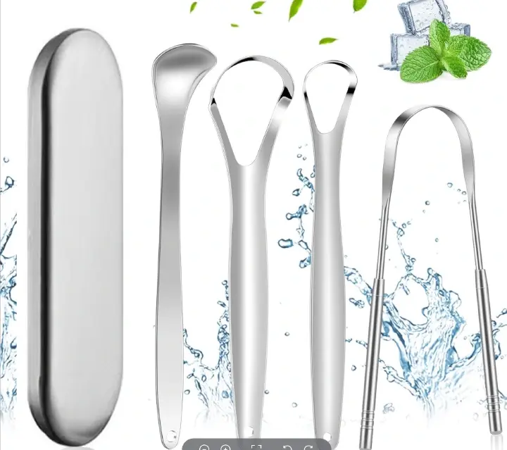 Tongue scraper, suitable for adults and children, provides healthy oral care, is easy to use, and helps combat bad breath. Travel portable cleaner Tongue coating cleaning brush