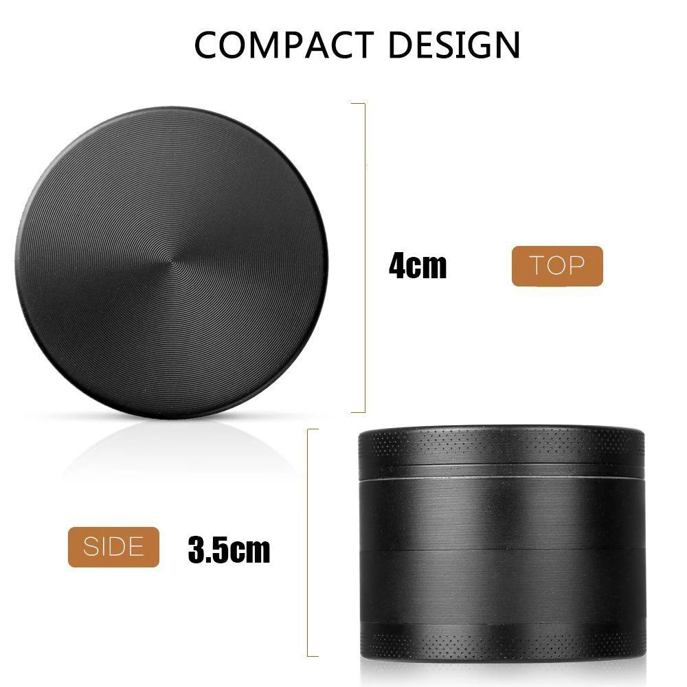 1 PCS 40mm Metal Herb Grinder 4-Layer Spice Pepper Crusher Mill Mortar Cutter Tobacco Raw Grass Grinder Shredder Smoking Accessories