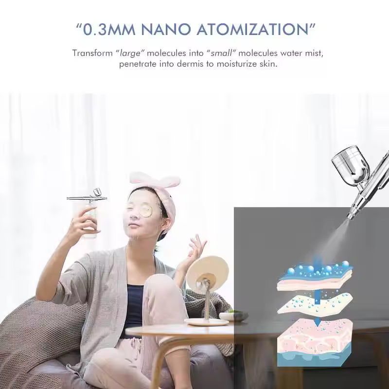 Portable Air Brush Kit Airbrush with Compressor Water Air injector Gun For Nails Art Paint Makeup Pastry Cake Nano Facial Spray