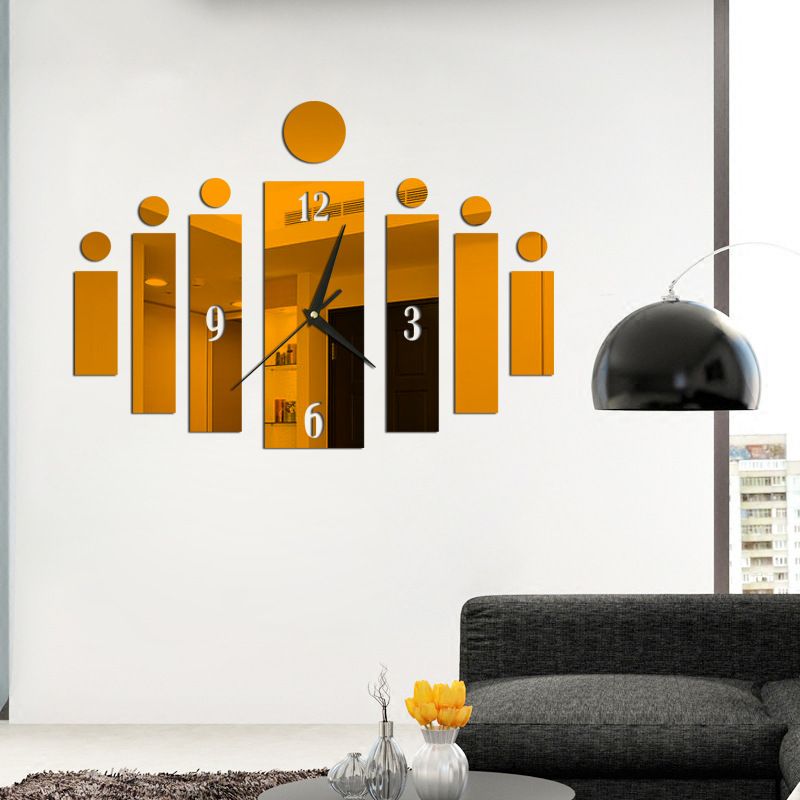 Mirror Acrylic Wall Clock 3D Creative Stereo Living Room Bedroom Home Sticker Personality Design Decoration Pointer Watch Living Room Hanging Mute Digital Mirror Home Office Fashion Sticker Clocks