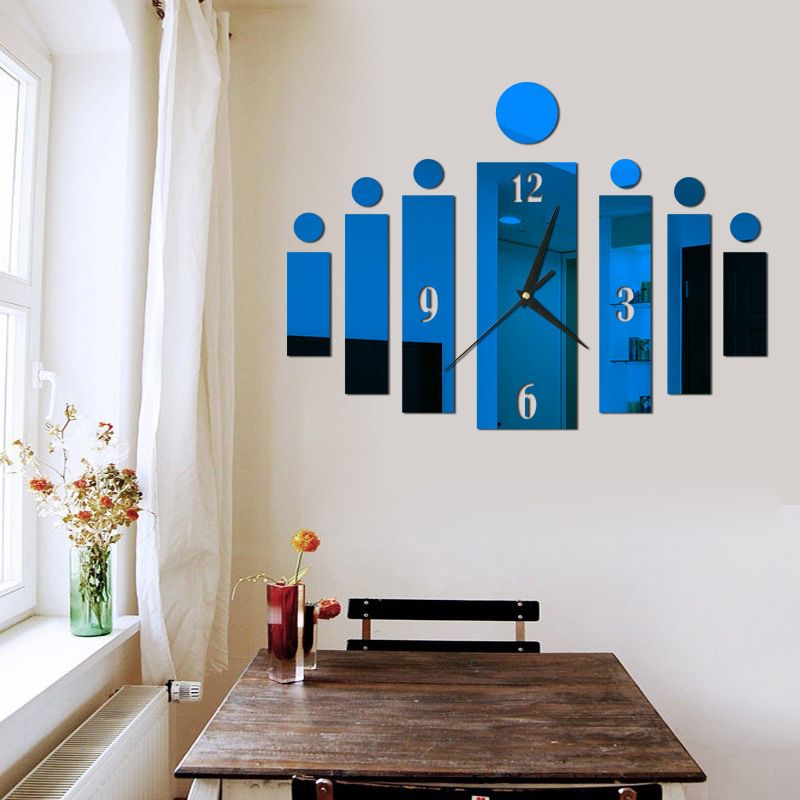 Mirror Acrylic Wall Clock 3D Creative Stereo Living Room Bedroom Home Sticker Personality Design Decoration Pointer Watch Living Room Hanging Mute Digital Mirror Home Office Fashion Sticker Clocks