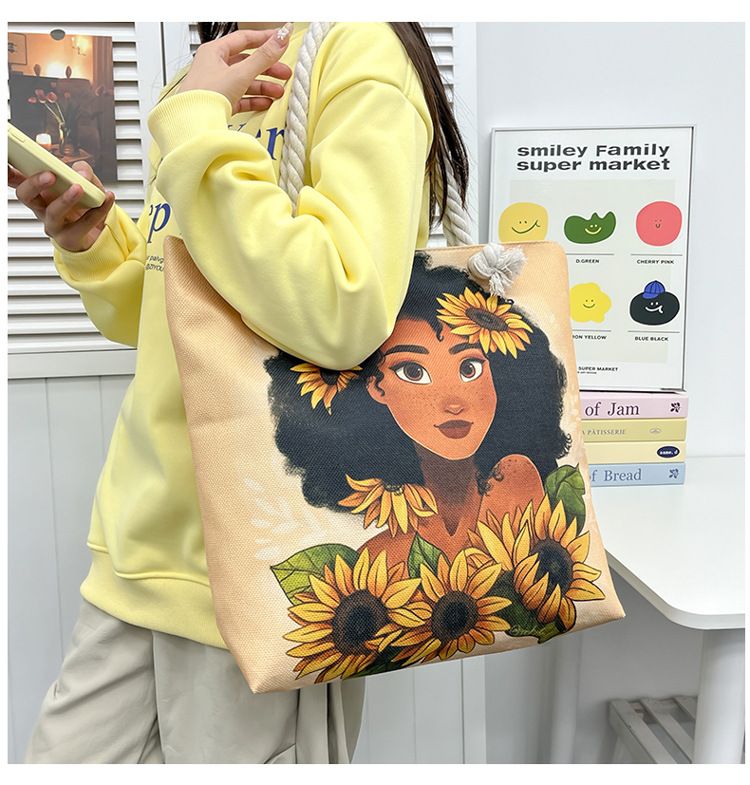 African American Woman Tote Bag Black Girl Shoulder Bag Afro Handbag Beach Bag for Adults Students School Office Shop Travel