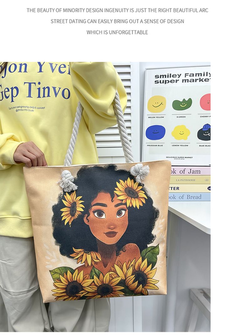 African American Woman Tote Bag Black Girl Shoulder Bag Afro Handbag Beach Bag for Adults Students School Office Shop Travel