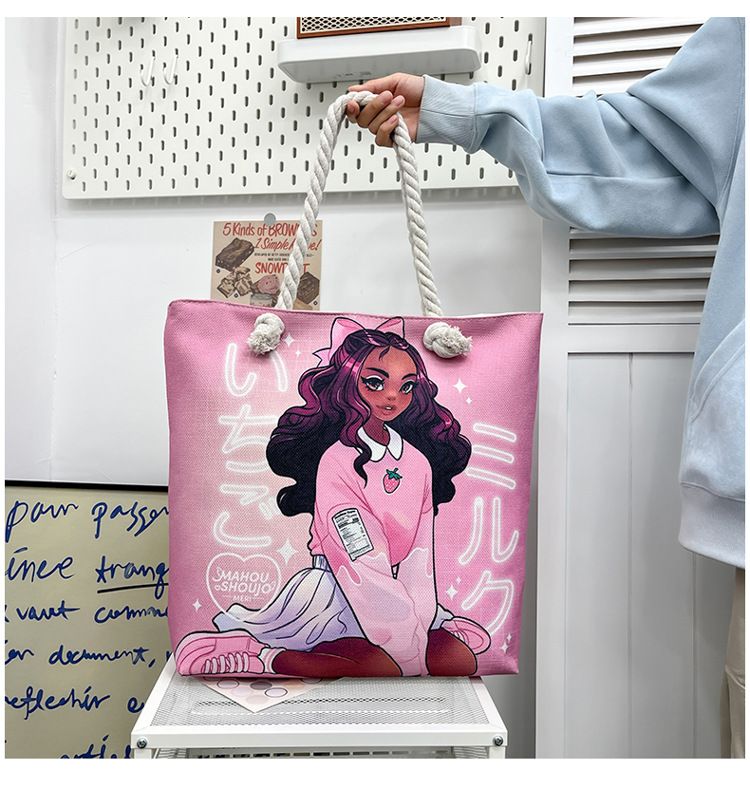 African American Woman Tote Bag Black Girl Shoulder Bag Afro Handbag Beach Bag for Adults Students School Office Shop Travel