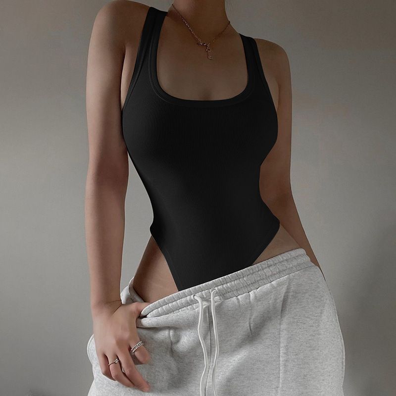 Sleeveless Knit Bodysuit Hot Summer Sexy Bodycon Off Shoulder Halter Tops Casual Street Bodice For Women ClubWear