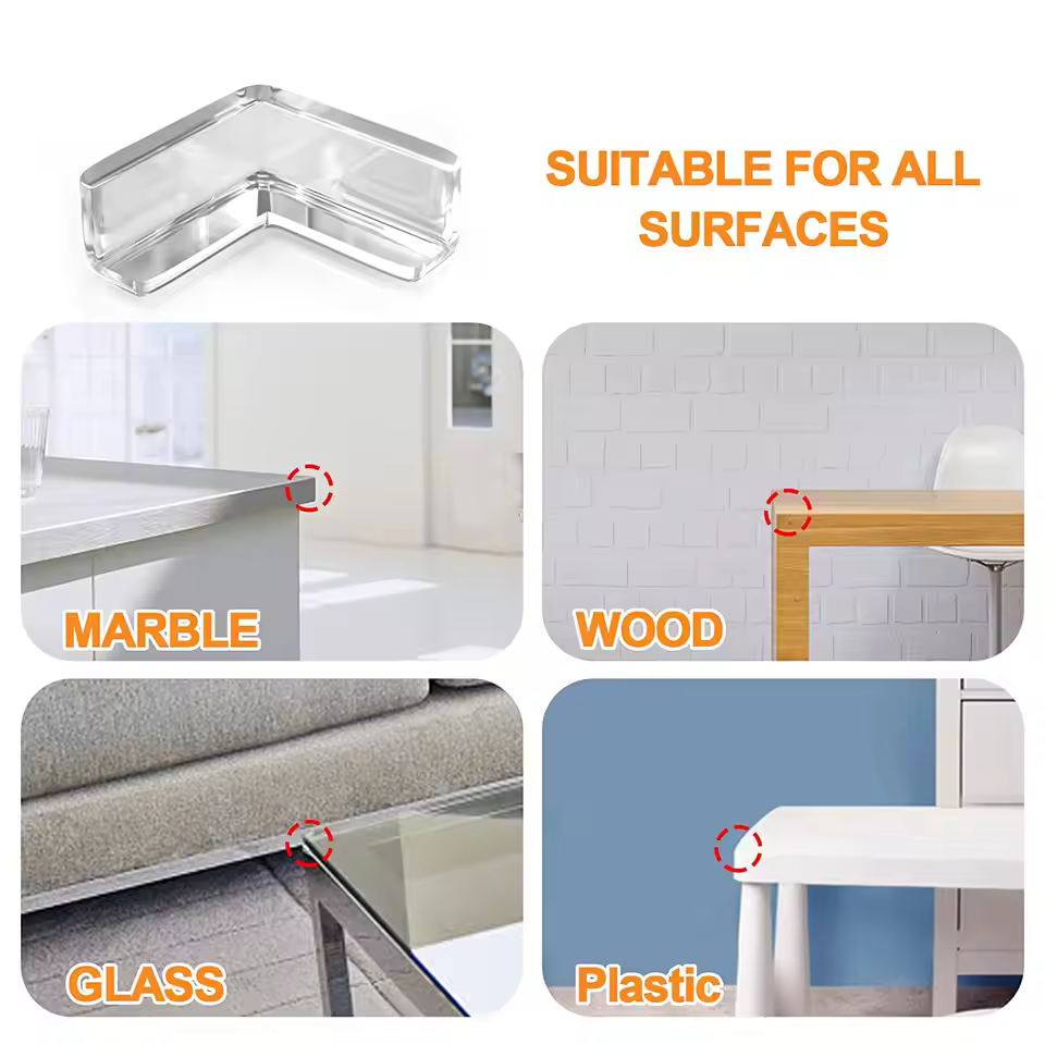 Soft Table/Glass Corner Protectors Baby Safety Clear, Heavy Duty Adhesive for Furniture, Bed, Dressers, Cabinets, Entertainment Centers, Keep Baby and Kids Safe.PVC Clear Edge Angles Protection