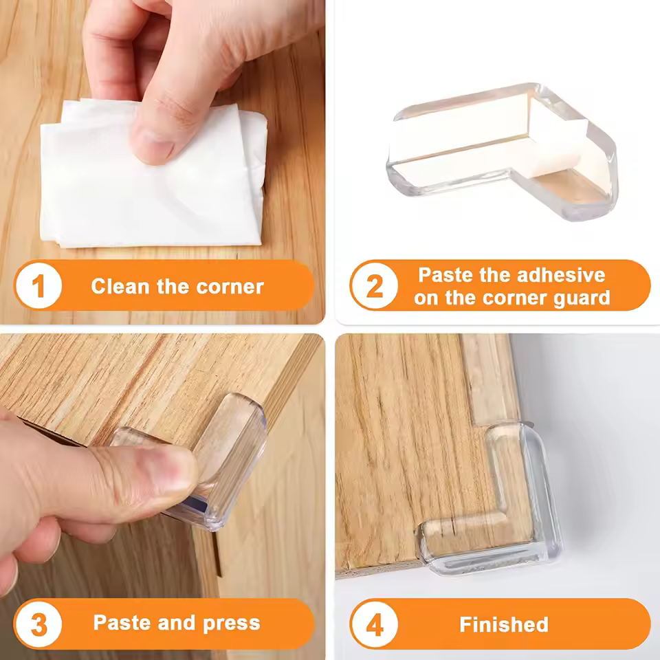 Soft Table/Glass Corner Protectors Baby Safety Clear, Heavy Duty Adhesive for Furniture, Bed, Dressers, Cabinets, Entertainment Centers, Keep Baby and Kids Safe.PVC Clear Edge Angles Protection