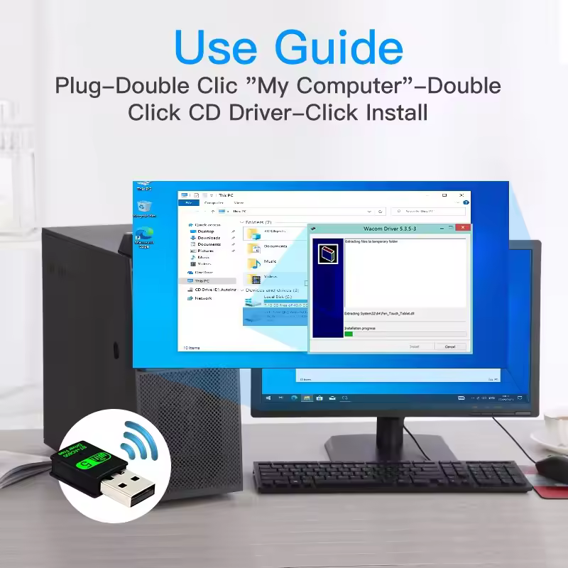 2 in1 Dongle Network Card 600Mbps USB WiFi Bluetooth Adapter 2.4G 5GHz USB WiFi 5 Network Wireless External Receiver for PC