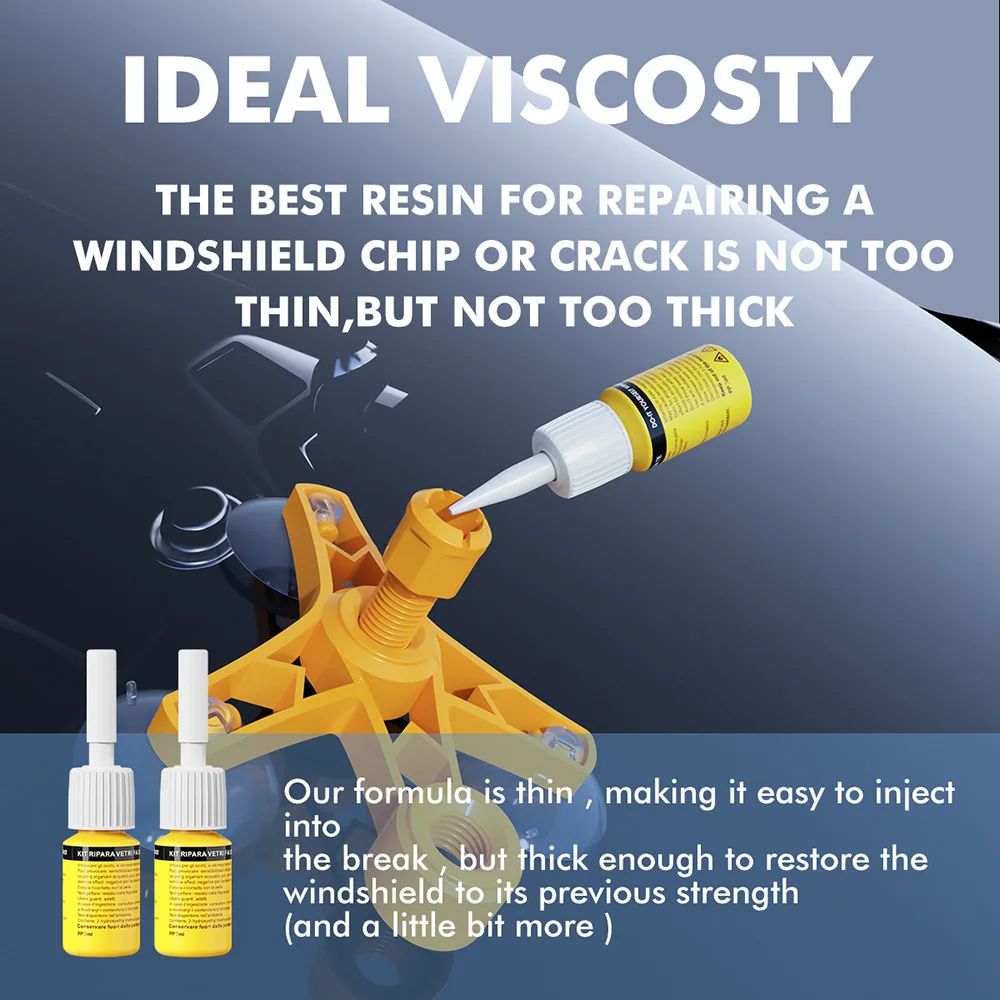 Windshield Repair Kit Car Cracked Glass Nano Fluid Restoration Auto Window Scratch Restoration with Suction Cup Curing Lamp VW