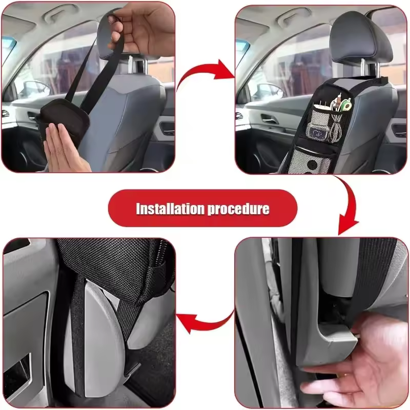 1 Piece Car Seat Back Hanging Bag Oxford Cloth Waterproof Thermal Pressure Resistant Handle Side Storage Bag Vehicle Compression