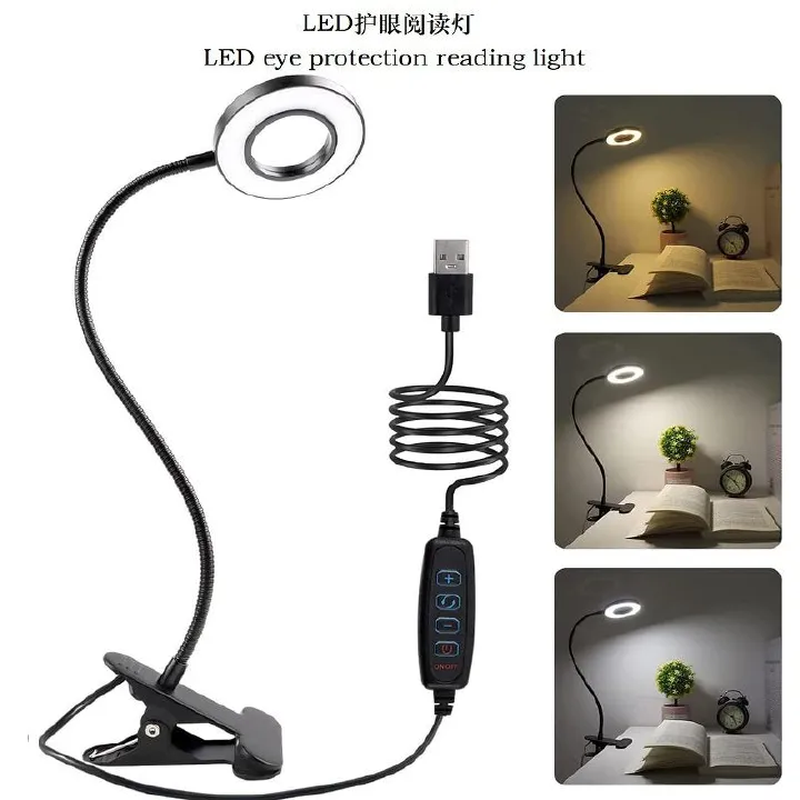 48 LED USB Book Light Clip Desk Lamp Reading Light with 3 Color Mode 10 Brightness Dimmer 360° Flexible Gooseneck Bed Night Lamp