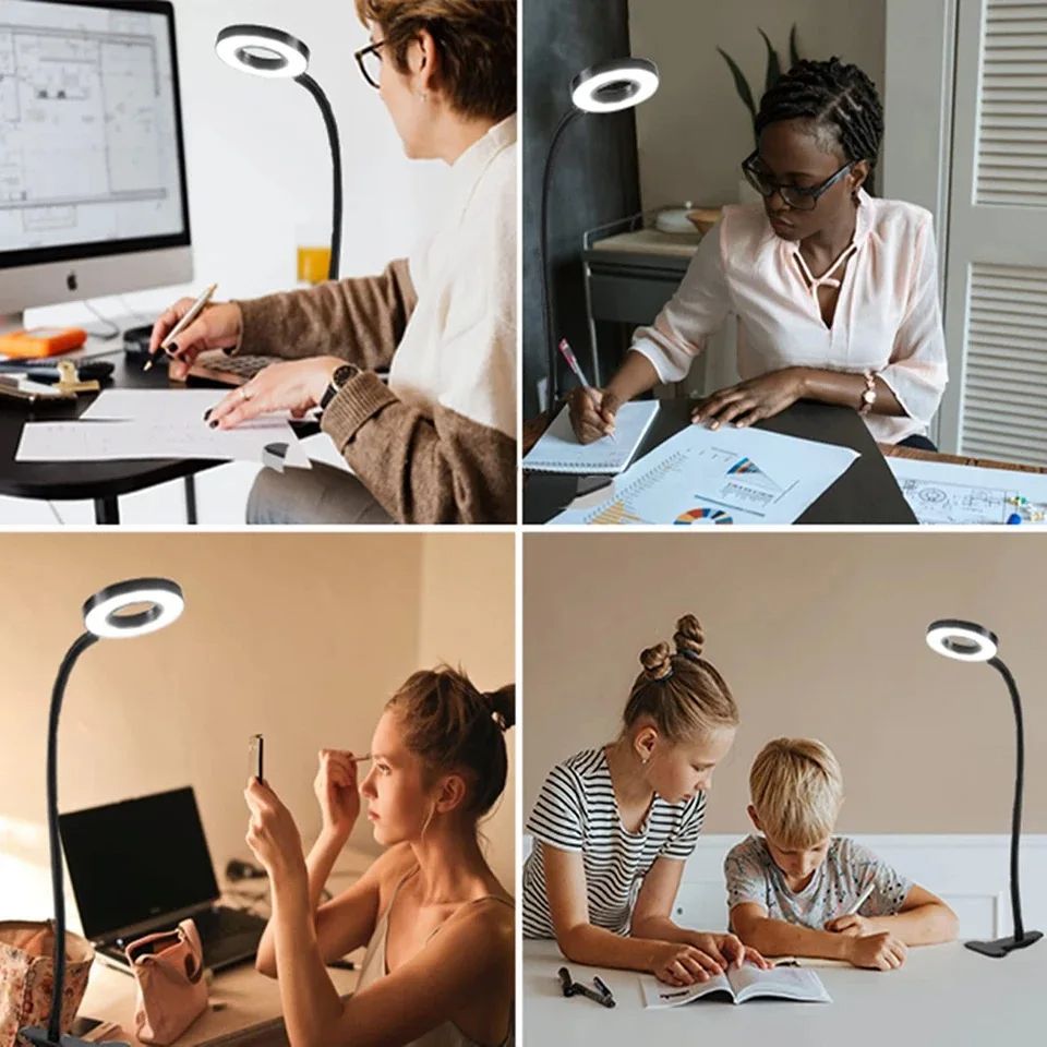 48 LED USB Book Light Clip Desk Lamp Reading Light with 3 Color Mode 10 Brightness Dimmer 360° Flexible Gooseneck Bed Night Lamp