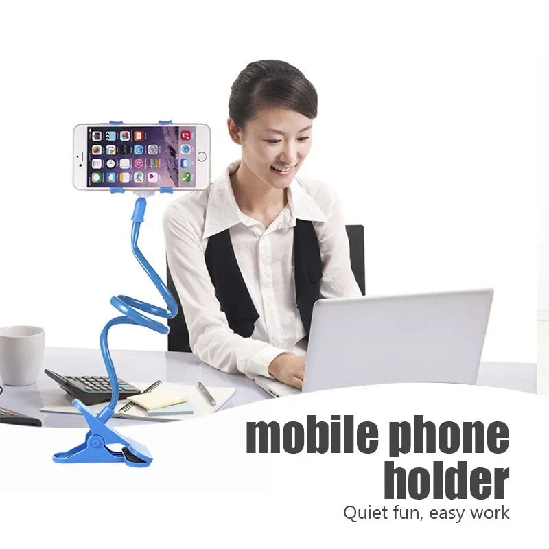 Universal Lazy Mobile Phone Gooseneck Stand Holder Stents Flexible Bed Desk Table Clip Bracket for Phone Flexible Holder Arm