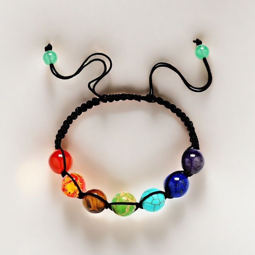 Handmade 7 Chakra Beads Bracelet 6mm Natural Stone String Braided Yoga Reiki Healing Balance Bracelets & Bangles Meditation Gift