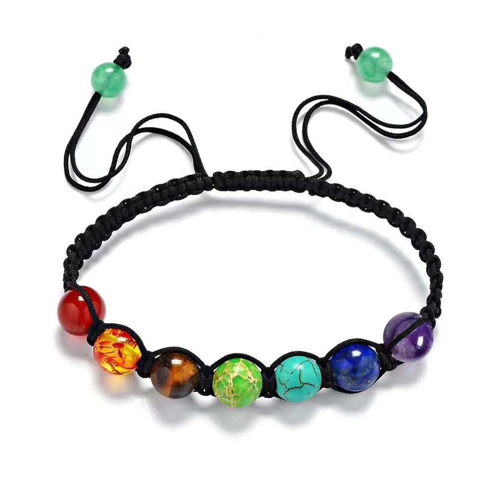 Handmade 7 Chakra Beads Bracelet 6mm Natural Stone String Braided Yoga Reiki Healing Balance Bracelets & Bangles Meditation Gift