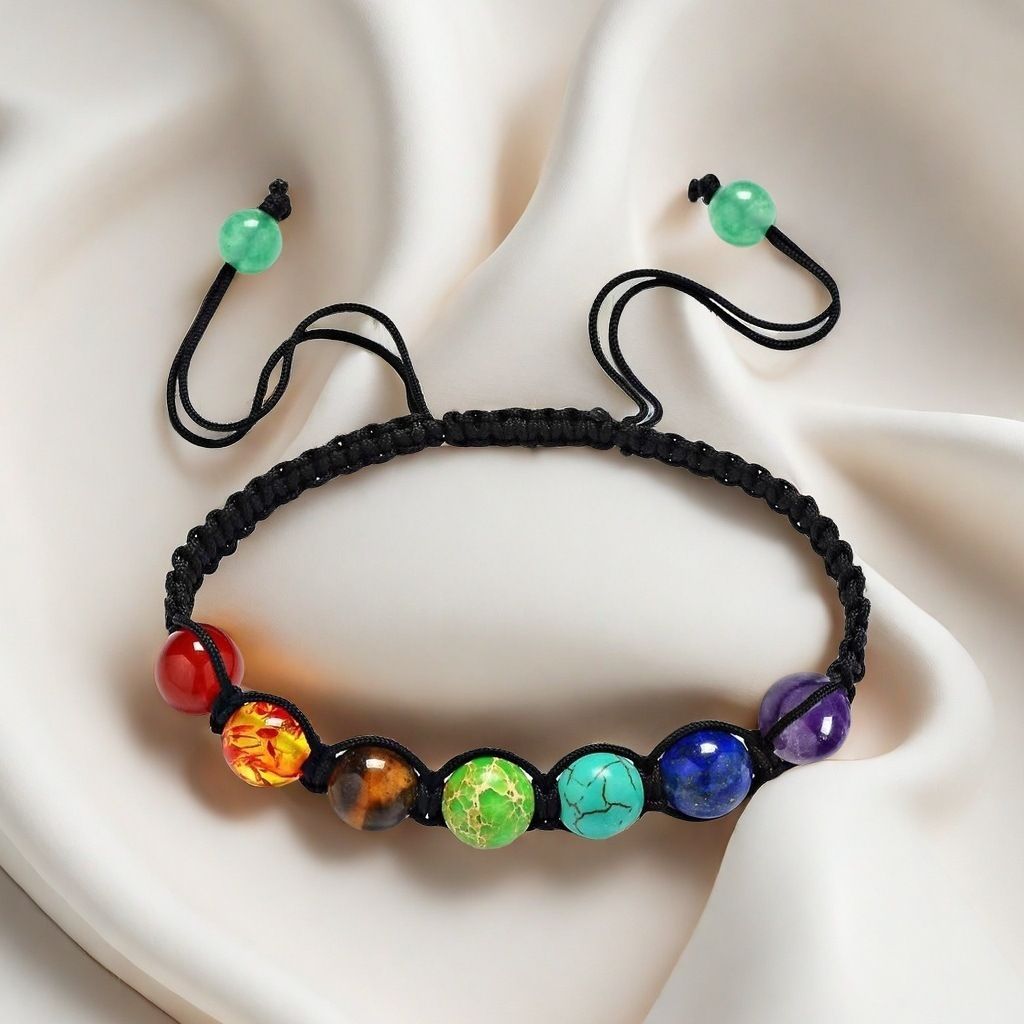 Handmade 7 Chakra Beads Bracelet 6mm Natural Stone String Braided Yoga Reiki Healing Balance Bracelets & Bangles Meditation Gift