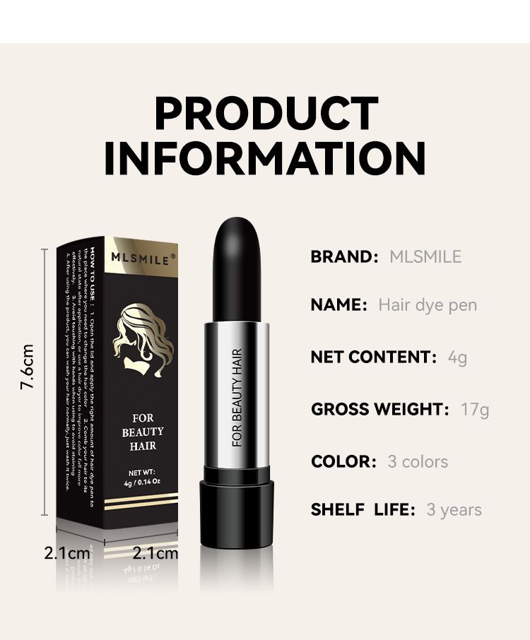 Black Brown Hair Dye Pen One-time Temporary Hair Dyeing Stick Cover Grey White Hair Fill in Hairs Coloring Styling Makeup Tools