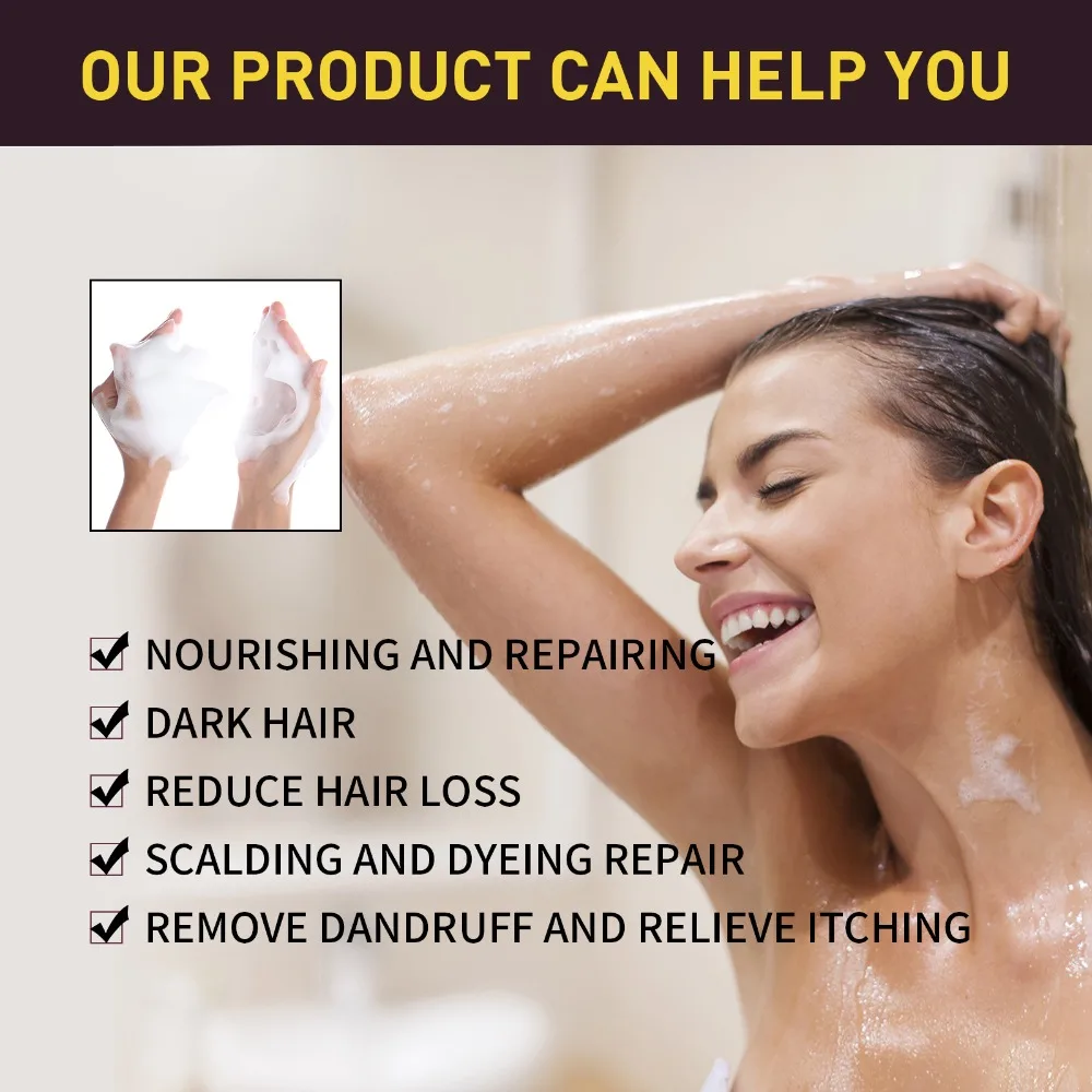 EELHOE Black Hair dye shampoo, Natural Plant Hair Dye Shampoo 3 in 1 Hair Color Shampoo for Gary Hair Dark Brown Black And Women Men Grey Coverage 100ml