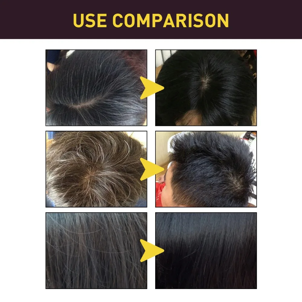 EELHOE Black Hair dye shampoo, Natural Plant Hair Dye Shampoo 3 in 1 Hair Color Shampoo for Gary Hair Dark Brown Black And Women Men Grey Coverage 100ml