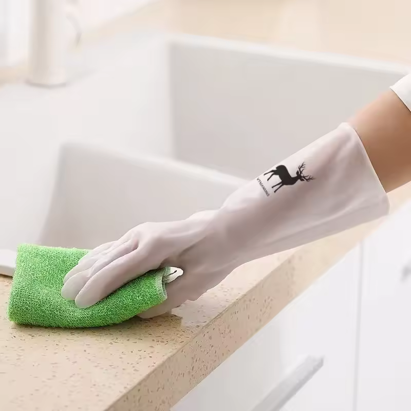 Waterproof Housework Cleaning Gloves Kitchen Cleaning Latex Laundry Dishwashing Gloves Wear Resistant Rubber Gloves，Premium Cleaning Gloves - Waterproof, enhanced grip, long-lasting, perfect for home