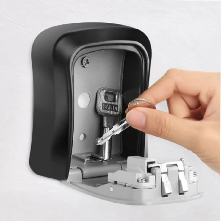 Key Lock Box Wall Mounted,,Weatherproof Wall-mounted Key Safe Password Box ,Key Keeper Combination Lock Wall Mounted Waterproof 4 Digits Passwords  Storage Box Easy to Fix Home Or Office safe box
