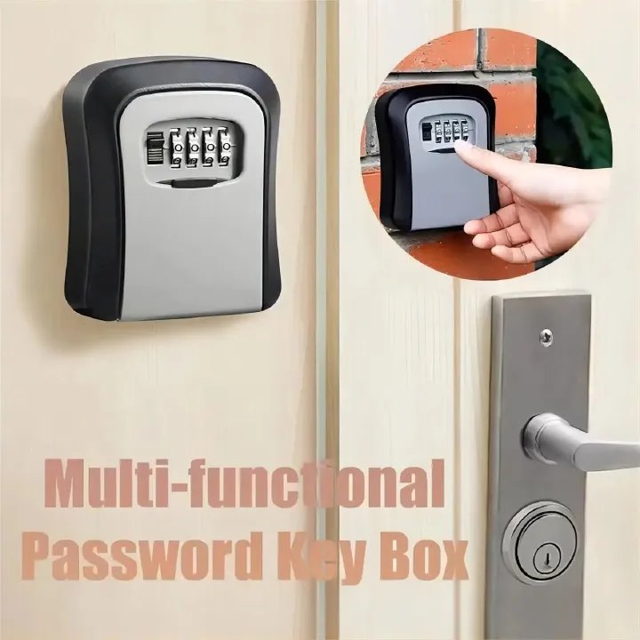 Key Lock Box Wall Mounted,,Weatherproof Wall-mounted Key Safe Password Box ,Key Keeper Combination Lock Wall Mounted Waterproof 4 Digits Passwords  Storage Box Easy to Fix Home Or Office safe box