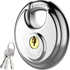 60MM-90MM Stainless Steel Heavy Duty Key Lock Padlock Waterproof Anti-theft Security Lock for Outdoor Storage Gym and Door Use,Stainless Steel Anti-Theft Padlock Large Round Discus LocK