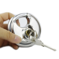 60MM-90MM Stainless Steel Heavy Duty Key Lock Padlock Waterproof Anti-theft Security Lock for Outdoor Storage Gym and Door Use,Stainless Steel Anti-Theft Padlock Large Round Discus LocK