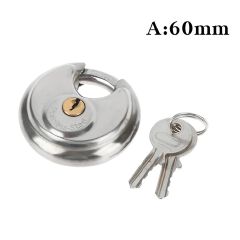 60MM-90MM Stainless Steel Heavy Duty Key Lock Padlock Waterproof Anti-theft Security Lock for Outdoor Storage Gym and Door Use,Stainless Steel Anti-Theft Padlock Large Round Discus LocK