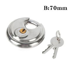 60MM-90MM Stainless Steel Heavy Duty Key Lock Padlock Waterproof Anti-theft Security Lock for Outdoor Storage Gym and Door Use,Stainless Steel Anti-Theft Padlock Large Round Discus LocK