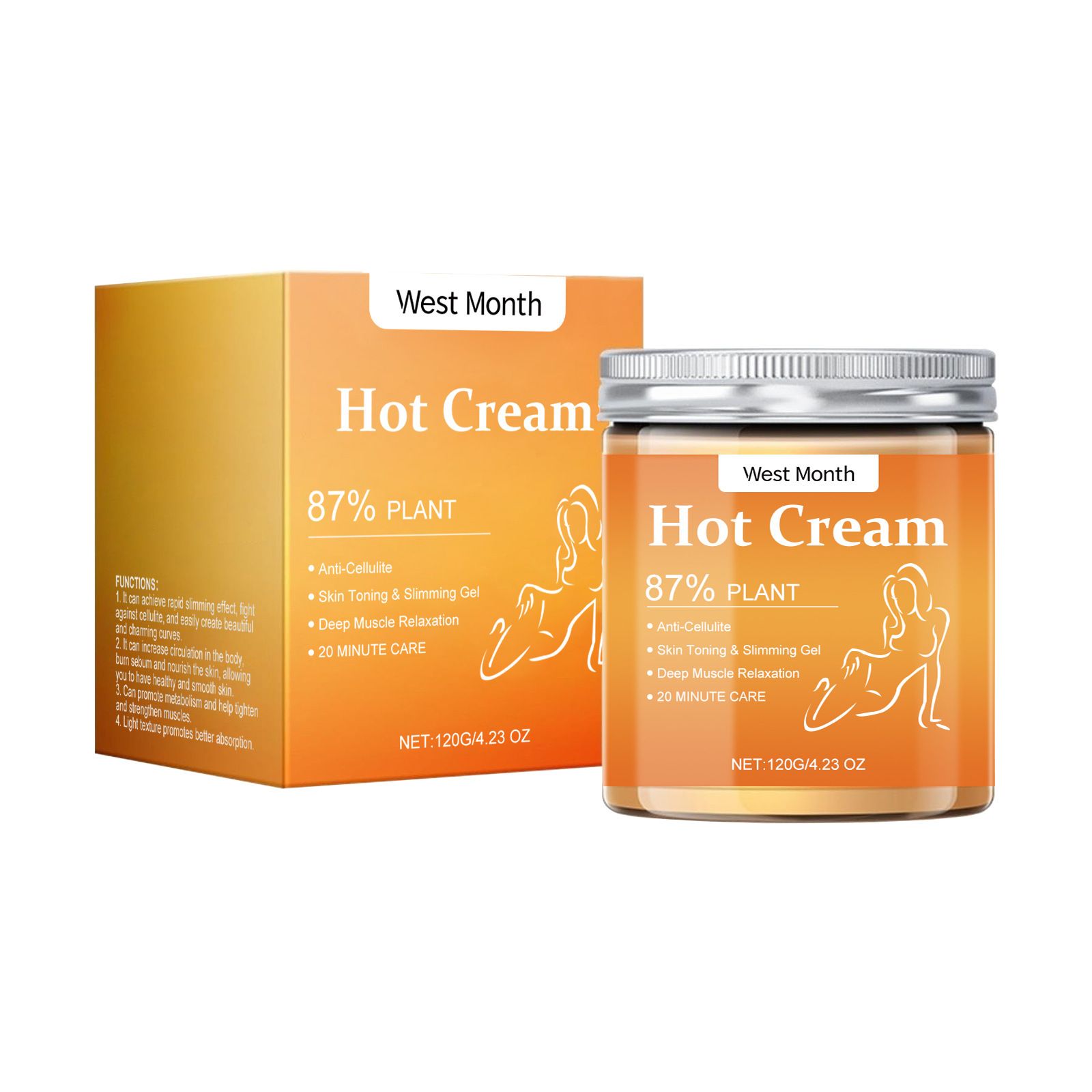 Slimming And Weight Loss Hot Cream,West Month Body Cream Skin Moisturizing Massage Care Firming Arm Concave Lightweight Body Care Cream, Skin Moisturizing Massage Care Firming Arm Concave Lightweight