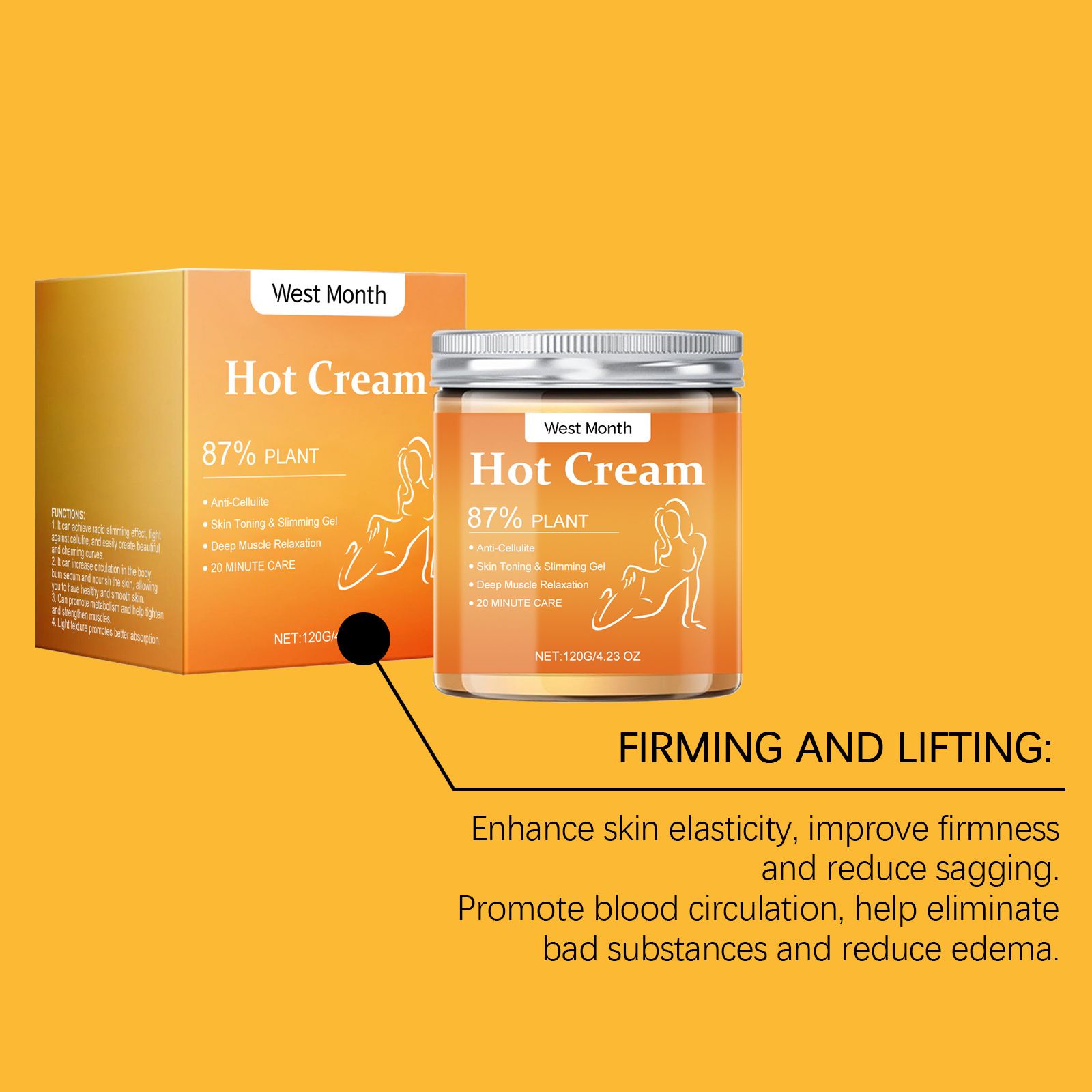 Slimming And Weight Loss Hot Cream,West Month Body Cream Skin Moisturizing Massage Care Firming Arm Concave Lightweight Body Care Cream, Skin Moisturizing Massage Care Firming Arm Concave Lightweight