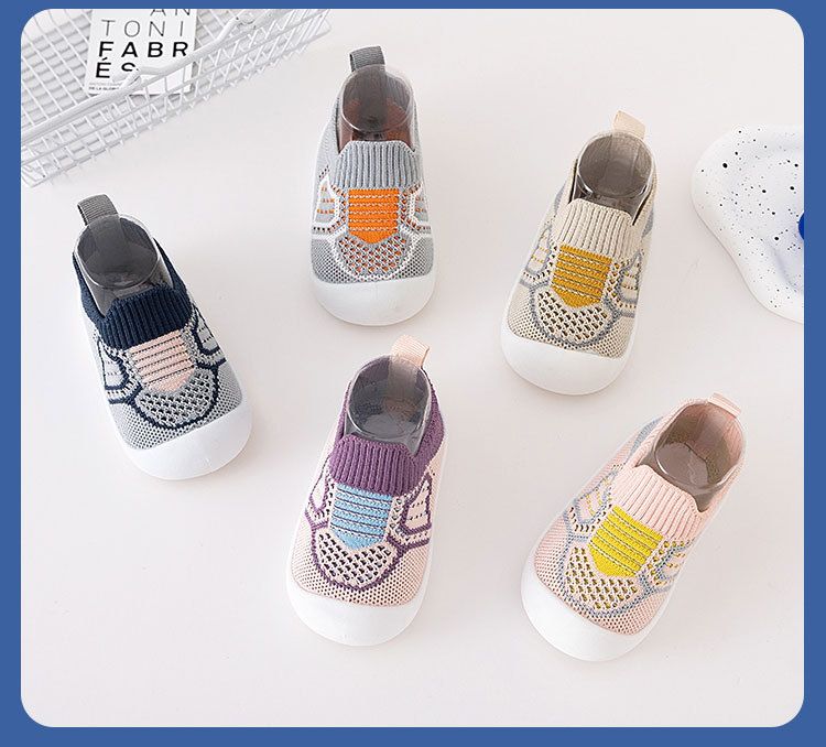 Baby Shoes Anti-slip Breathable Infant Crib Floor Socks with Rubber Sole for Children Boys Mesh Shoes Soft Bottom Baby Girl