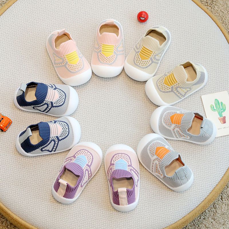 Baby Shoes Anti-slip Breathable Infant Crib Floor Socks with Rubber Sole for Children Boys Mesh Shoes Soft Bottom Baby Girl