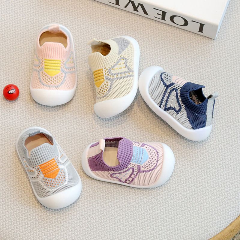 Baby Shoes Anti-slip Breathable Infant Crib Floor Socks with Rubber Sole for Children Boys Mesh Shoes Soft Bottom Baby Girl