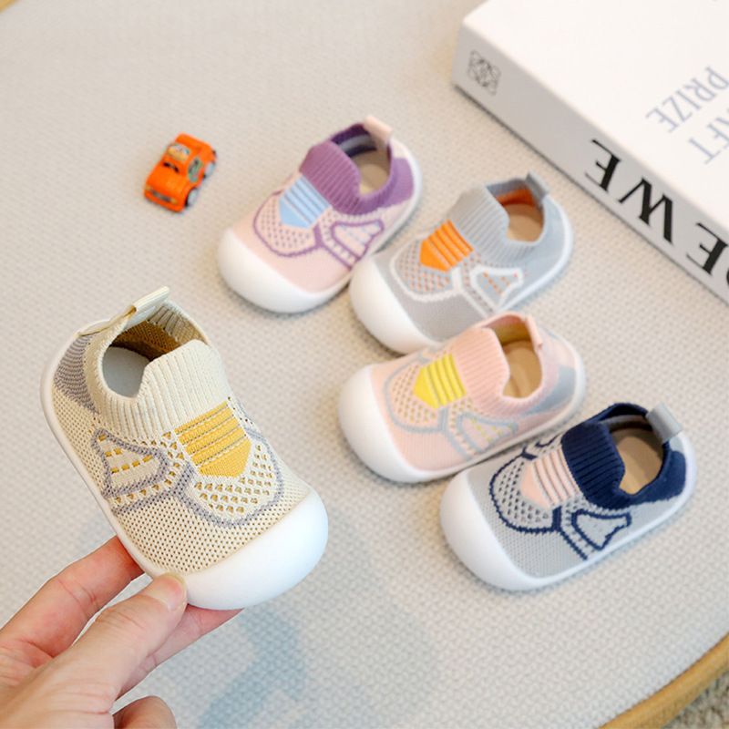 Baby Shoes Anti-slip Breathable Infant Crib Floor Socks with Rubber Sole for Children Boys Mesh Shoes Soft Bottom Baby Girl