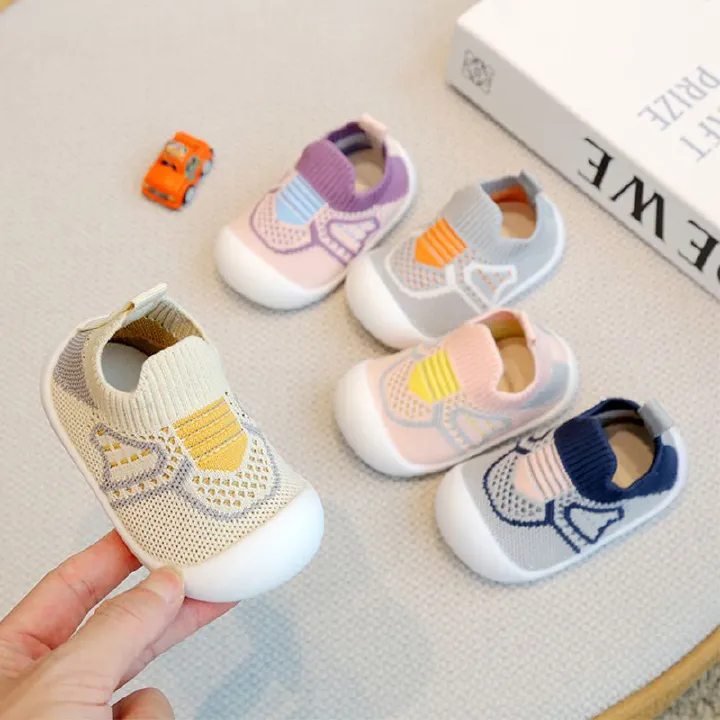Baby Shoes Anti-slip Breathable Infant Crib Floor Socks with Rubber Sole for Children Boys Mesh Shoes Soft Bottom Baby Girl
