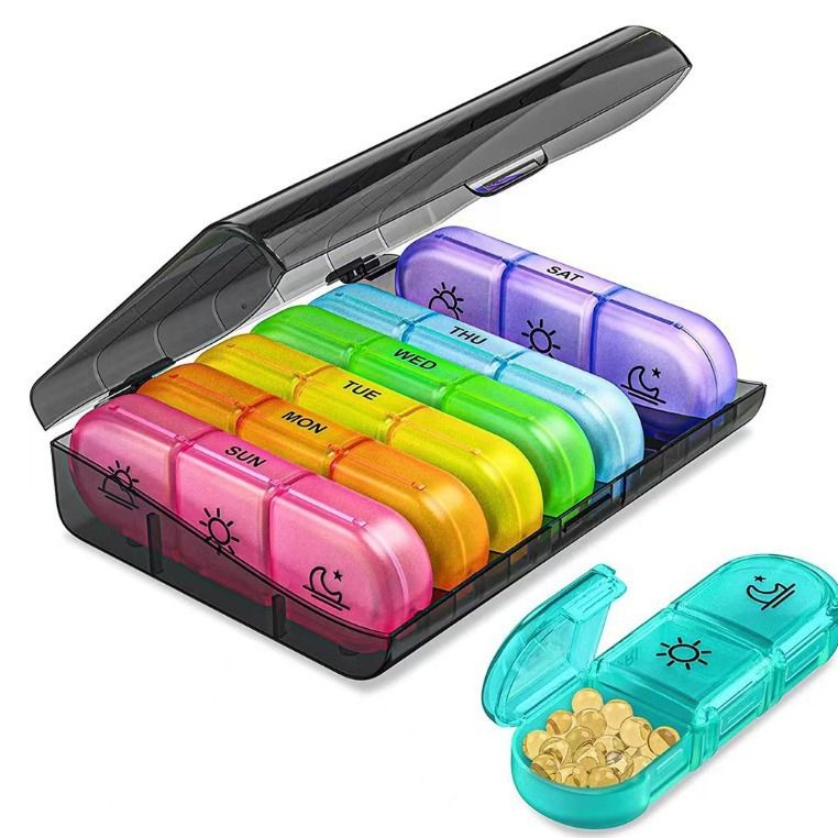 1 Set Pill Box 7 days Organizer 21 grids 3 Times One Day Portable Travel  with Large Compartments for Vitamins Medicine Fish Oils