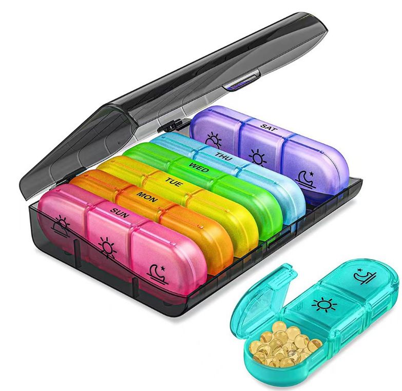 1 Set Pill Box 7 days Organizer 21 grids 3 Times One Day Portable Travel  with Large Compartments for Vitamins Medicine Fish Oils