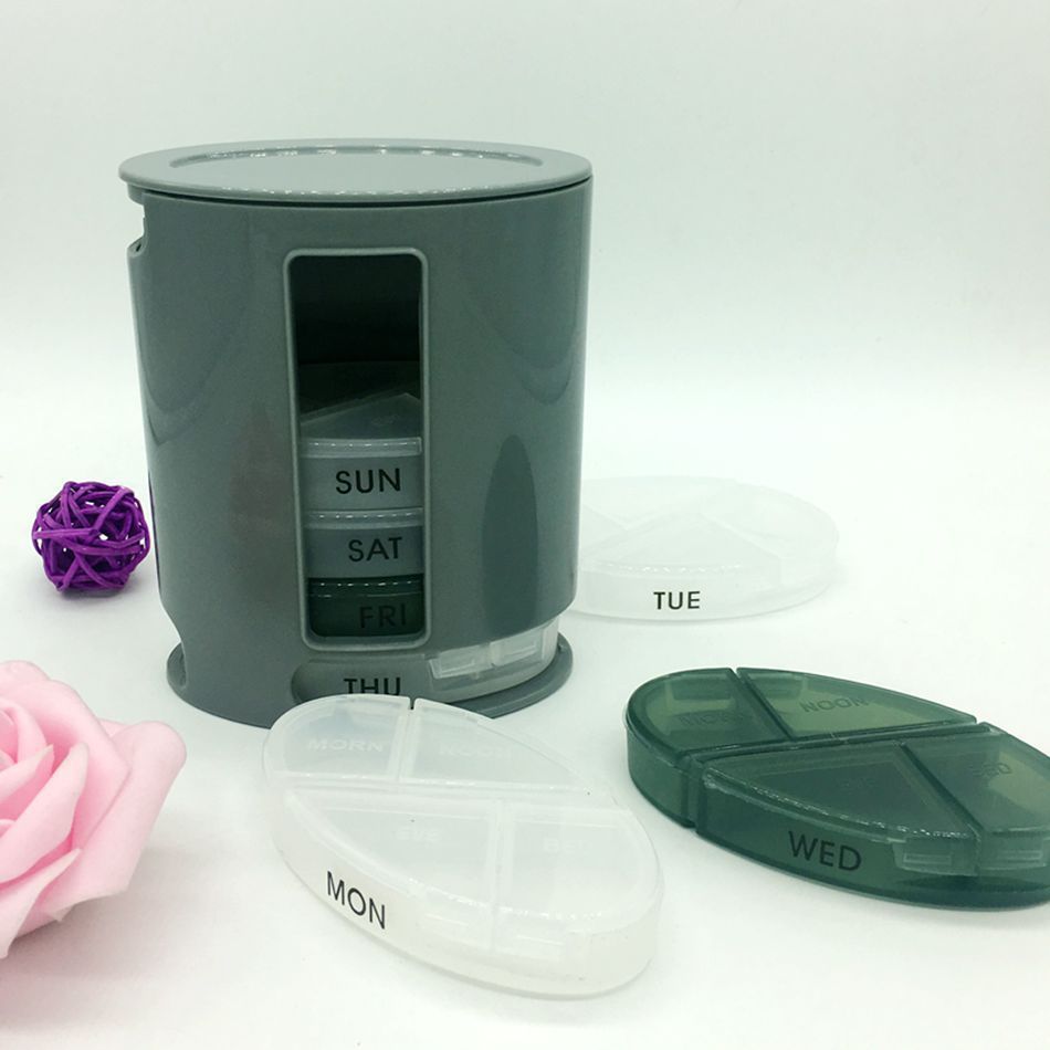 Portable Weekly Pill Organizer 1 Dispenser 7 Stackable Compartments Container Medicine Holder Tablet Container Pillbox Dispenser